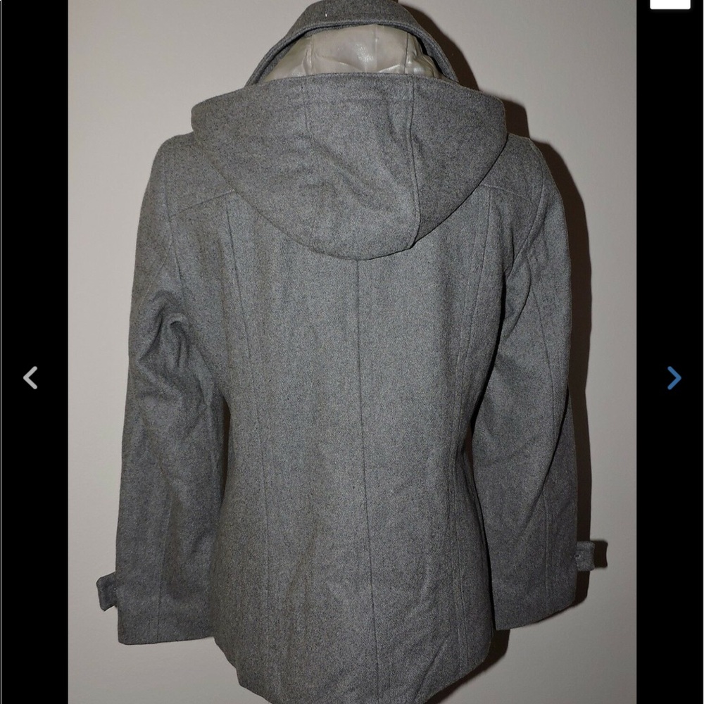 Calvin Klein Coat Gray Wool Blend Hooded Peacoat 6 - Picture 5 of 5